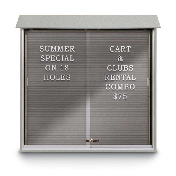 Outdoor Enclosed Combo Board, 72"x36", Bronze Frame/Burgundy & Forbo